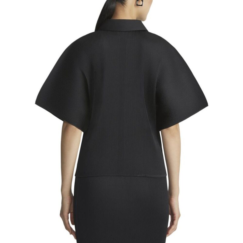 Lafayette 148 New York Womens Kimono Sleeve Shirt, Black - Picture 2 of 3